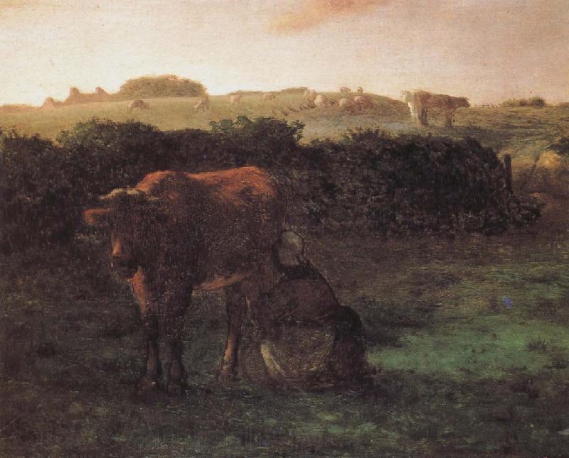 Jean Francois Millet Peasant shove milk France oil painting art